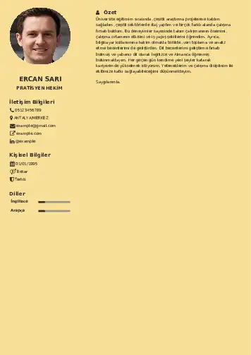 Pratisyen Hekim Cv Örnekleri cv indir